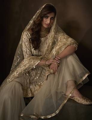 Off-white embroidered net salwar 2