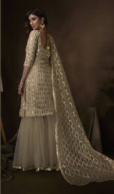 Off-white embroidered net salwar 3