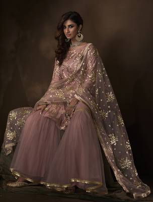 Pink embroidered net salwar 2