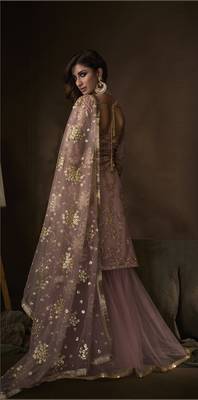 Pink embroidered net salwar 3