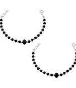 Nazar Black Beads Silver Bracelet- BRNZ014