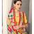 Multicolor Digital Print and Jacquard Lace Border Poly Crepe Saree with Blouse