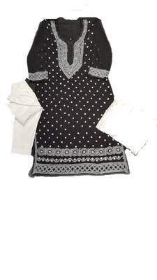 Black embroidered georgette georgette-kurtis 1