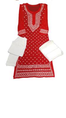 Red embroidered georgette georgette-kurtis 1