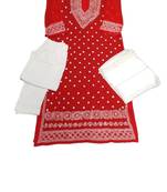Red embroidered georgette georgette-kurtis