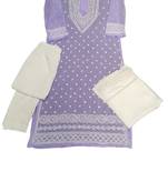 Sky-blue embroidered georgette georgette-kurtis