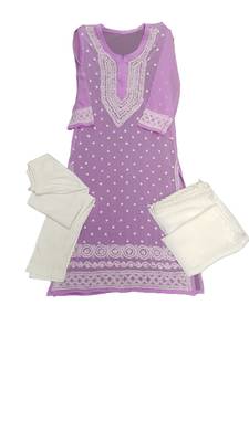 Purple embroidered georgette georgette-kurtis 1
