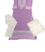 Purple embroidered georgette georgette-kurtis