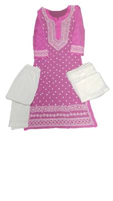 Pink embroidered georgette georgette-kurtis 1