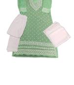 Light-green embroidered georgette georgette-kurtis