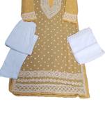 Mustard embroidered georgette georgette-kurtis