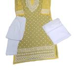 Yellow embroidered georgette georgette-kurtis