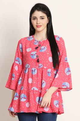 Pink printed crepe tunics 1