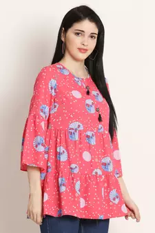 Pink printed crepe tunics