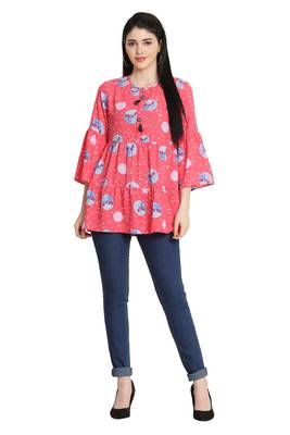 Pink printed crepe tunics 4