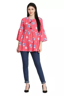 Pink printed crepe tunics