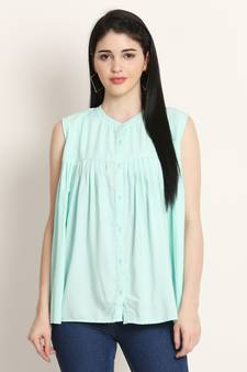 Sky-blue plain crepe tunics