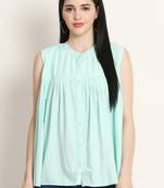 Sky-blue plain crepe tunics