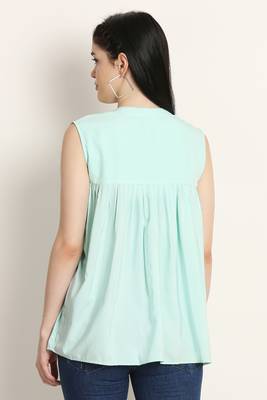 Sky-blue plain crepe tunics 2
