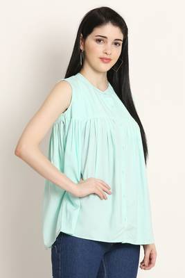Sky-blue plain crepe tunics 3