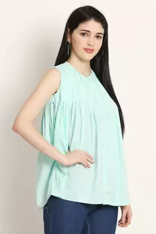Sky-blue plain crepe tunics