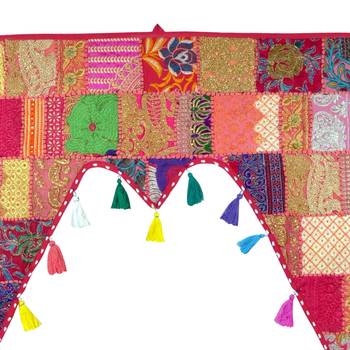 Patchwork Design Cotton Hand Embroidery Door Valances Home Decorative Door Hanging 2