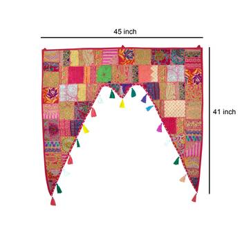 Patchwork Design Cotton Hand Embroidery Door Valances Home Decorative Door Hanging 3
