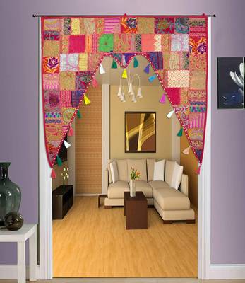 Patchwork Design Cotton Hand Embroidery Door Valances Home Decorative Door Hanging 5