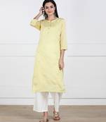 SWAGG INDIA Women Wear Viscose Chaderi Embrodiery Yellow Kurta with Cotton Lining