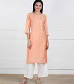 SWAGG INDIA Women Wear Viscose Chaderi Embrodiery Light Peach Kurta with Cotton Lining