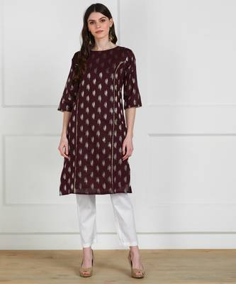 SWAGG INDIA Womens Wear Chaderi Brocade Maroon Kurti 1