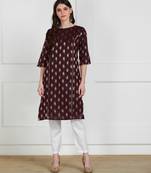 SWAGG INDIA Womens Wear Chaderi Brocade Maroon Kurti