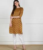 SWAGG INDIA Womens Wear Chaderi Brocade Beige Kurti
