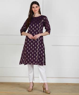 SWAGG INDIA Womens Wear Chaderi Brocade Violet Kurti 1