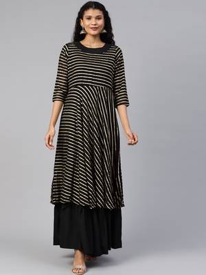 Black printed georgette ethnic-kurtis 1