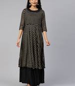Black printed georgette ethnic-kurtis
