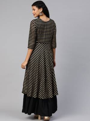 Black printed georgette ethnic-kurtis 2
