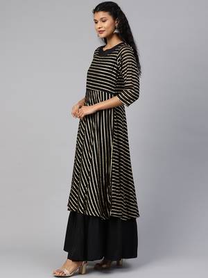 Black printed georgette ethnic-kurtis 3