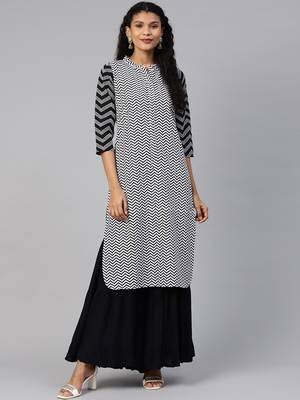 Black printed crepe ethnic-kurtis 1