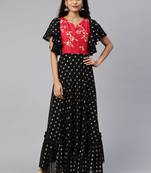 Black printed georgette ethnic-kurtis