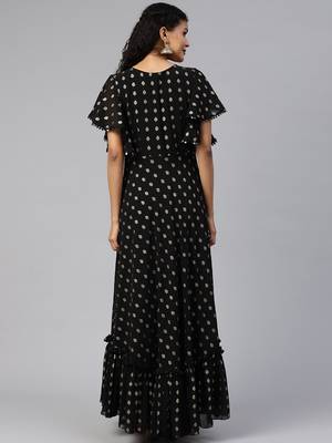 Black printed georgette ethnic-kurtis 2