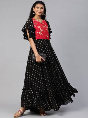 Black printed georgette ethnic-kurtis 4