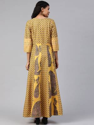 Mustard printed crepe ethnic-kurtis 2