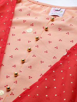 Peach printed crepe ethnic-kurtis 4