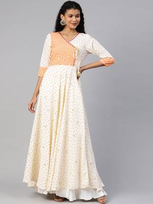 Cream printed crepe ethnic-kurtis 1