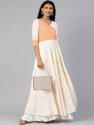 Cream printed crepe ethnic-kurtis 4