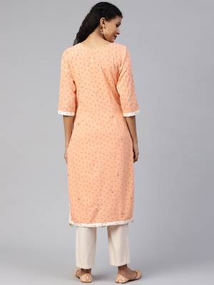 Peach printed crepe ethnic-kurtis 2