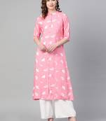 Pink printed rayon kurtis