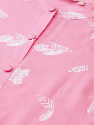 Pink printed rayon kurtis 5
