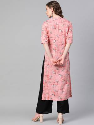 Pink printed rayon kurtis 2